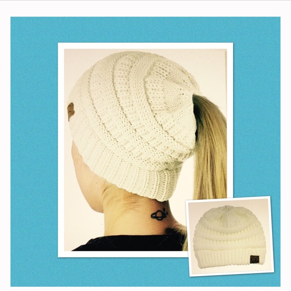 ✅🌹High Bon Ponytail Stretch Beanie